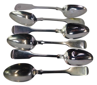 Lot 220 - A set of six Victorian Scottish silver Fiddle...