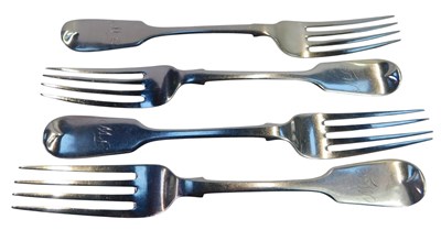 Lot 227 - Four Victorian silver Fiddle pattern dessert...