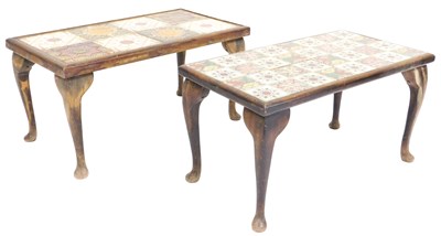 Lot 579 - An oak and tile top rectangular coffee table,...