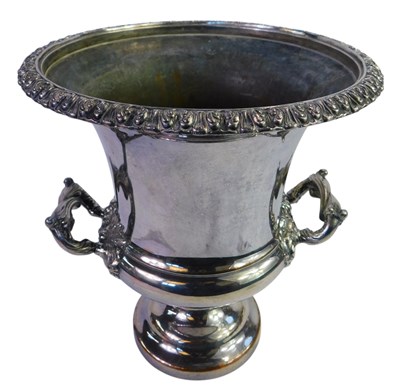 Lot 239 - A silver plated twin handled wine cooler, with...