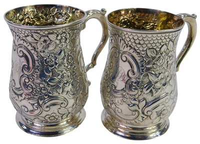 Lot 240 - A pair of George III silver tankards, each...