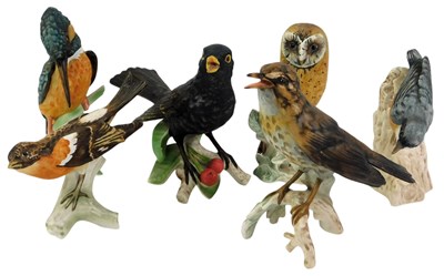 Lot 44 - Six Goebel matte pottery birds, including a...