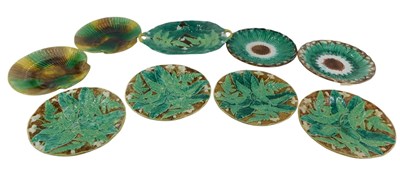 Lot 264 - A group of Majolica plates, comprising two of...