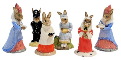 Lot 274 - Six Royal Doulton Bunnykins figures, modelled...
