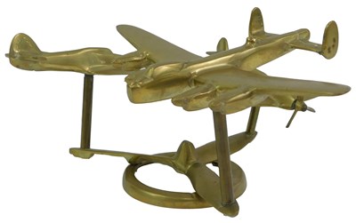 Lot 126 - A brass model depicting two Spitfires and a...
