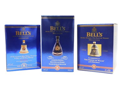 Lot 24 - Three Bell's Scotch whisky decanters, To...