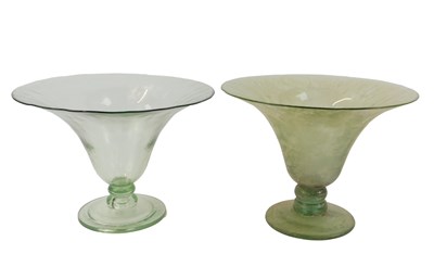 Lot 148 - A green tinted clear glass pedestal vase, with...