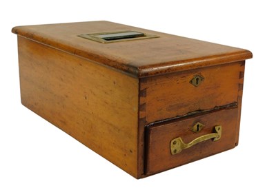Lot 149 - An early 20thC mahogany till, the hinged top...