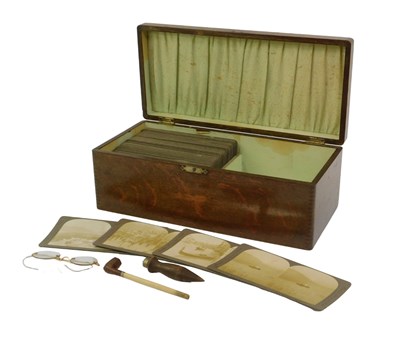 Lot 150 - An early 20thC oak box, enclosing various...