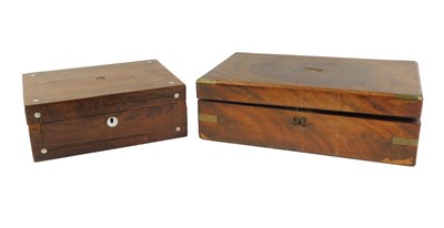 Lot 152 - A 19thC mahogany and brass bound writing slope,...