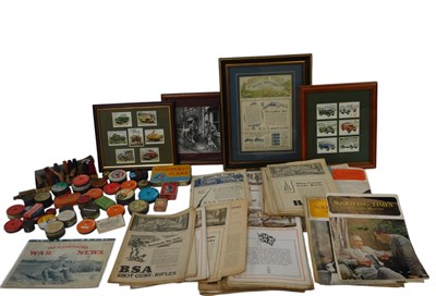 Lot 162 - Gun related ephemera, to include a brass...