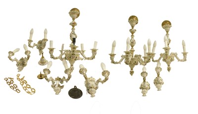 Lot 201 - A pair of Continental porcelain five branch...
