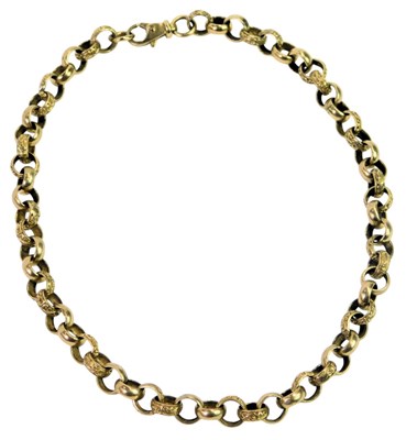 Lot 12 - A 9ct gold belcher chain, bears hallmarks,...
