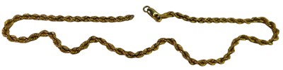 Lot 66 - A fancy link neck chain, yellow metal, marked...