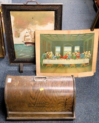 Lot 2032 - A wooden cased sewing machine, hand propelled,...