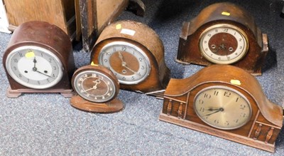 Lot 2033 - Clocks, wooden, all with Arabic numerals to...