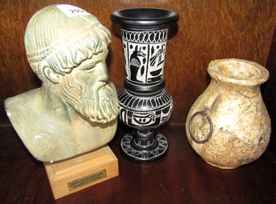 Lot 2008A - A plaster bust of Poseidon on a wooden base,...