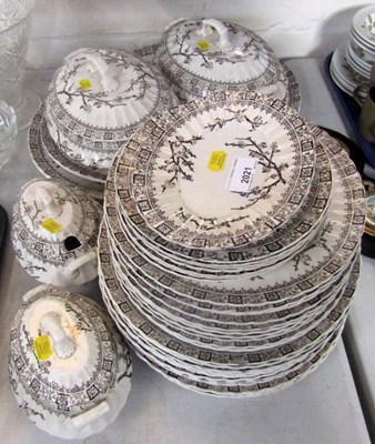 Lot 2021 - A Victorian part dinner service, decorated in...