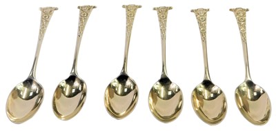 Lot 301 - A set of six George V silver coffee...