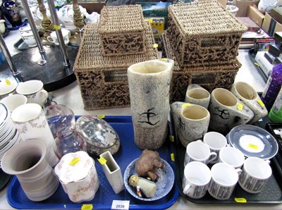 Lot 2039 - Four graduated wicker baskets, the largest...