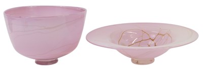 Lot 333 - A William Walker pink glass pedestal...