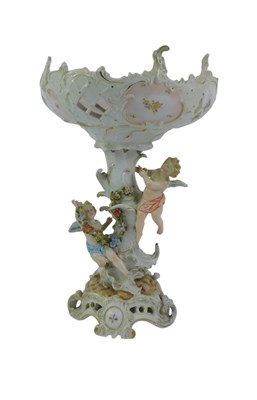 Lot 349 - A late 19thC Continental porcelain centrepiece,...
