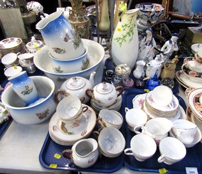 Lot 2068 - Ceramics, including figures, wash jug, chamber...
