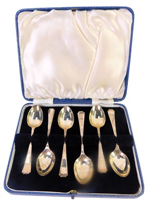 Lot 407 - A set of six George VI silver coffee spoons,...