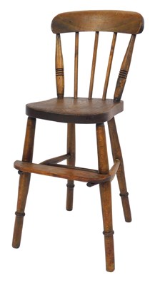 Lot 474 - A 19thC Windsor ash and elm child's highchair,...