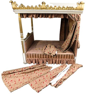 Lot 811 - A 19thC full-tester bed, with parcel gilt and...