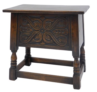 Lot 462 - A Reprodux oak work table, with a hinged lid,...