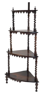 Lot 800 - A Victorian rosewood four-tier corner whatnot,...