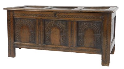 Lot 490 - A late 17th/early 18thC oak coffer, the...