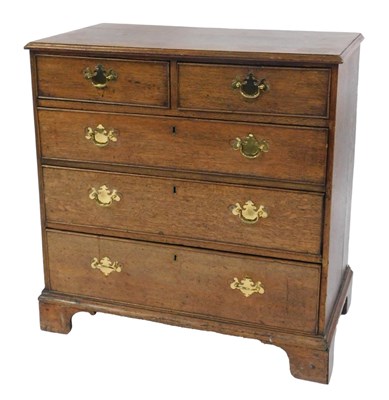 Lot 492 - An early 19thC oak chest of drawers, the...