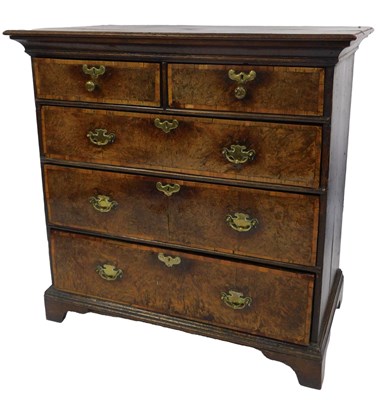 Lot 494 - An early to mid 18thC oak and walnut chest of...