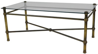 Lot 511 - A tubular brass coffee table, with rectangular...