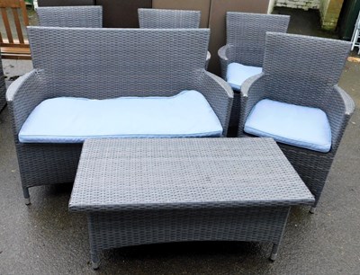Lot 539 - A grey rattan type two seat garden...