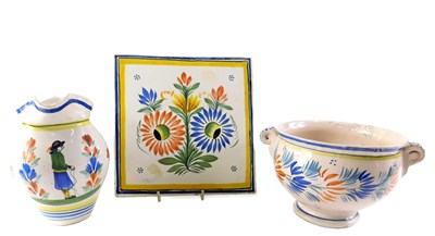 Lot 296 - Three items of French faience, comprising a...
