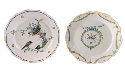 Lot 297 - Two French faience cabinet plates, comprising...