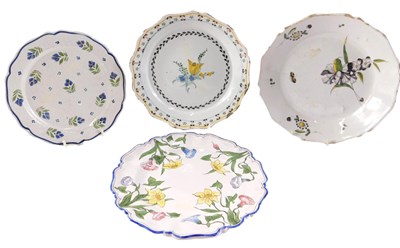 Lot 299 - Four French Faience cabinet plates, comprising...