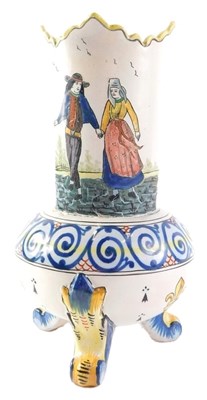 Lot 301 - An early 19thC French faience Quimper HB vase,...