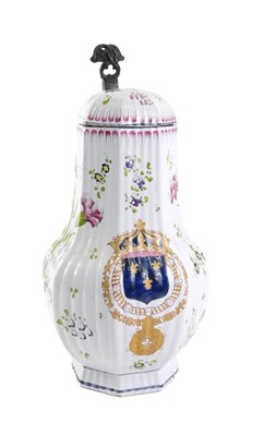 Lot 305 - A 18thC Paul Hannong French faience lidded jug,...