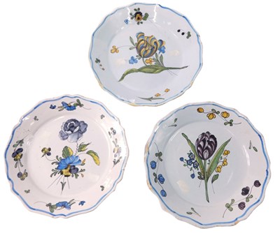 Lot 342 - A 19thC La Rochelle Faience plate, decorated...