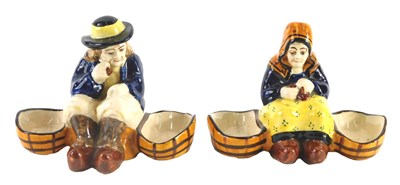 Lot 312 - A pair of 1930s/40s Quimper Faience salts,...