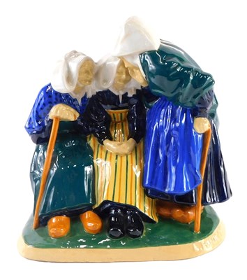 Lot 314 - A L.H Nicot for Henriot Quimper figure group...