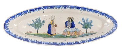 Lot 316 - A 19thC large Quimper Faience oval platter,...