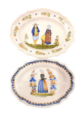 Lot 326 - A large 19thC Quimper oval platter or meat...