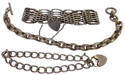 Lot 81 - Three silver bracelets, comprising a five-bar...