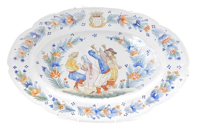 Lot 333 - A large 19thC French Faience oval platter,...
