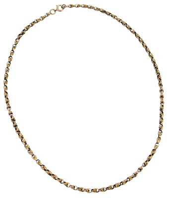 Lot 83 - A rose metal neck chain, on a bolting clasp,...